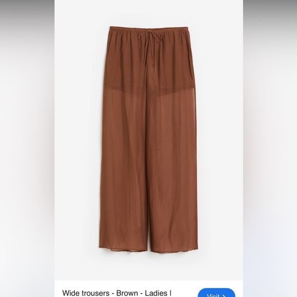 H&M Brown Sheer Pants and Blouse Set L NWT - Picture 1 of 10